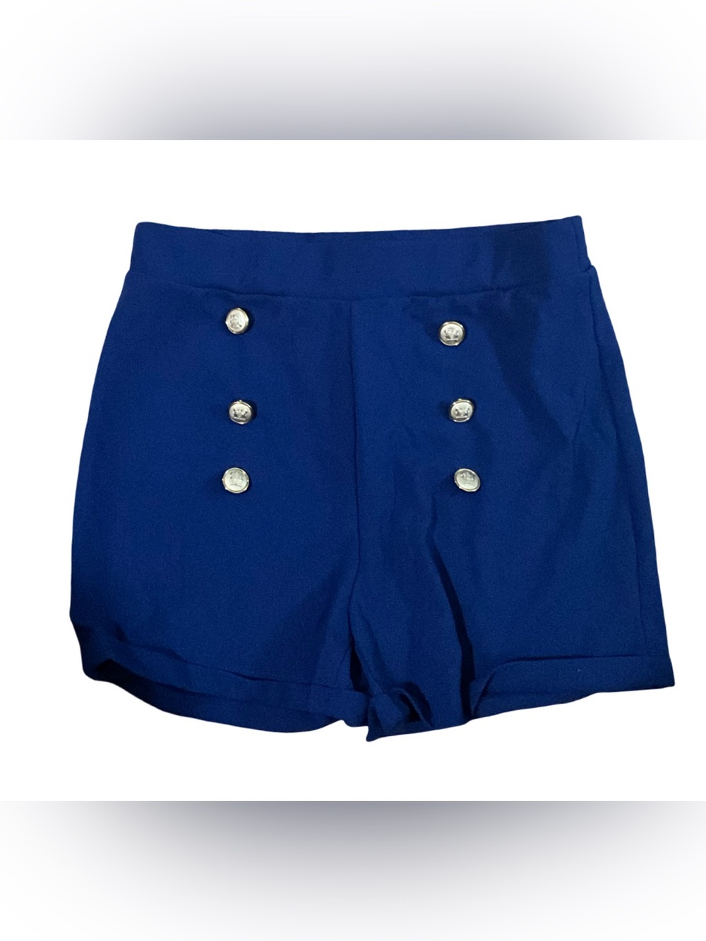 SHEIN Royal Blue High Waist Double Breasted Button Shorts Size L